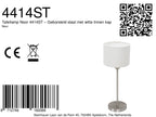 Tafellamp Noor 4414ST – Geborsteld staal met witte linnen kap