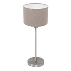 Tafellamp Noor 4415ST – Geborsteld staal met taupe linnen kap