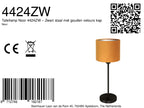 Tafellamp Noor 4424ZW – Zwart staal met gouden velours kap