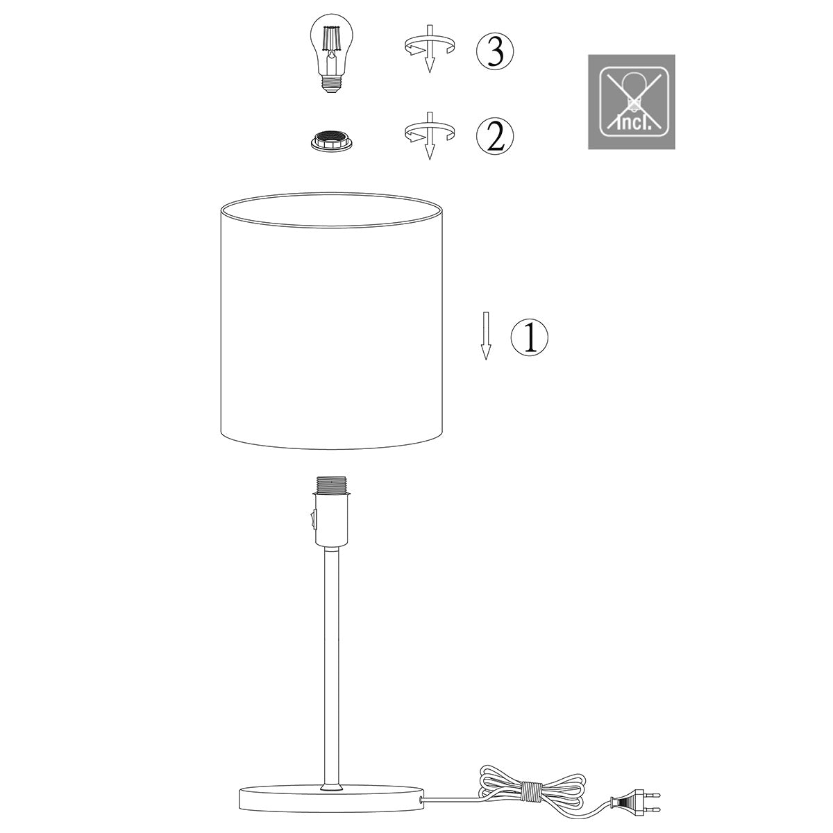 Tafellamp Noor 4424ZW – Zwart staal met gouden velours kap