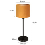 Tafellamp Noor 4424ZW – Zwart staal met gouden velours kap