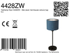 Tafellamp Noor 4428ZW – Mat zwart met blauwe velours kap