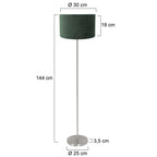 Vloerlamp Noor 4434ST – Geborsteld staal met groene velours kap