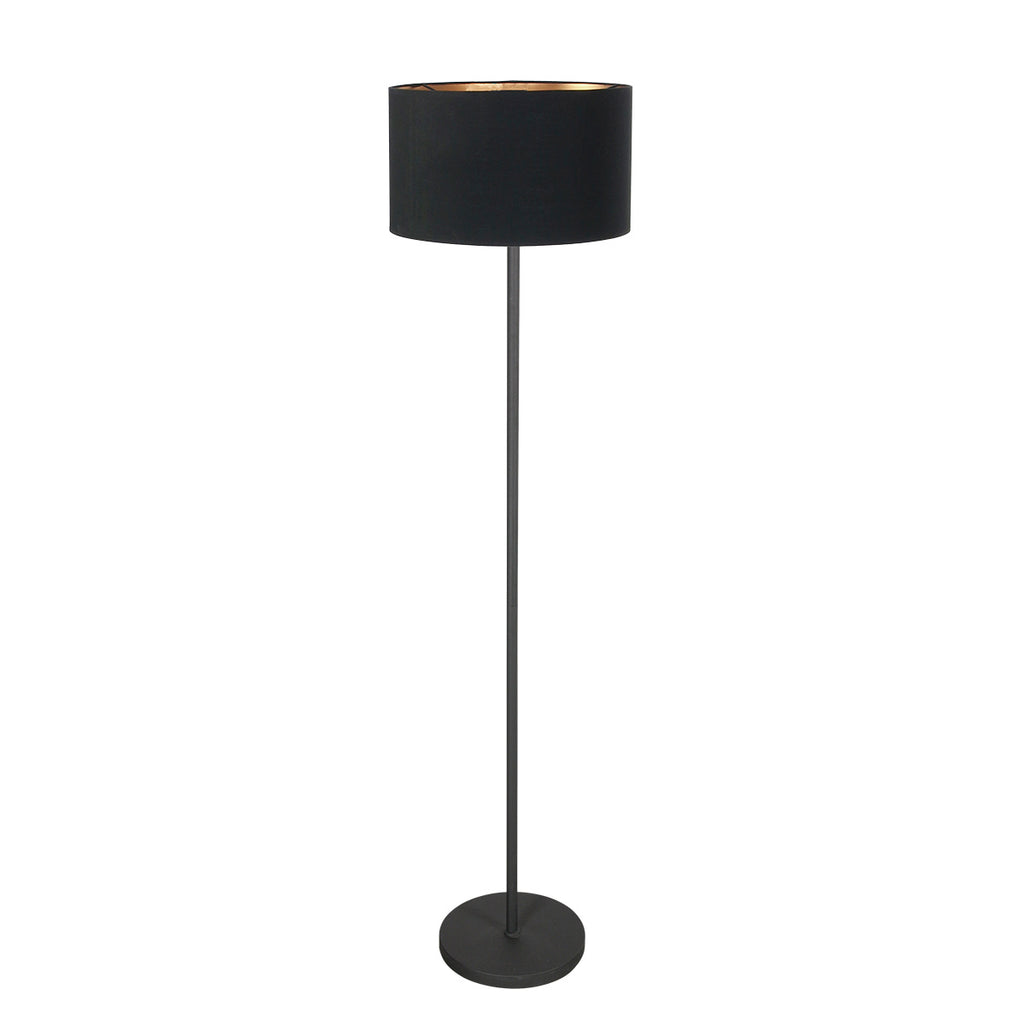 Vloerlamp Noor 4436ZW – Zwart armatuur met zwarte linnen kap