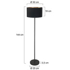 Vloerlamp Noor 4436ZW – Zwart armatuur met zwarte linnen kap