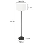 Vloerlamp Noor 4443ZW – Mat zwart met witte linnen kap