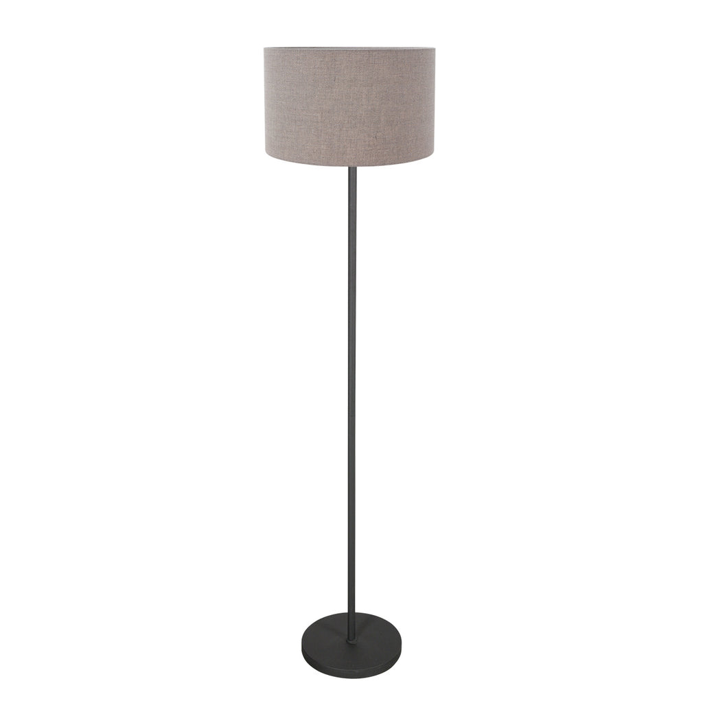 Vloerlamp Noor 4444ZW – Mat zwart met taupe linnen kap