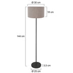Vloerlamp Noor 4444ZW – Mat zwart met taupe linnen kap