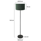 Vloerlamp Noor 4445ZW – Zwart met groene velours kap Ø30cm
