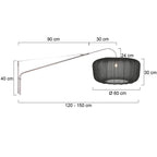 Wandlamp Vela Lino 4447ST staal met zwarte textiel kap Ø60 cm