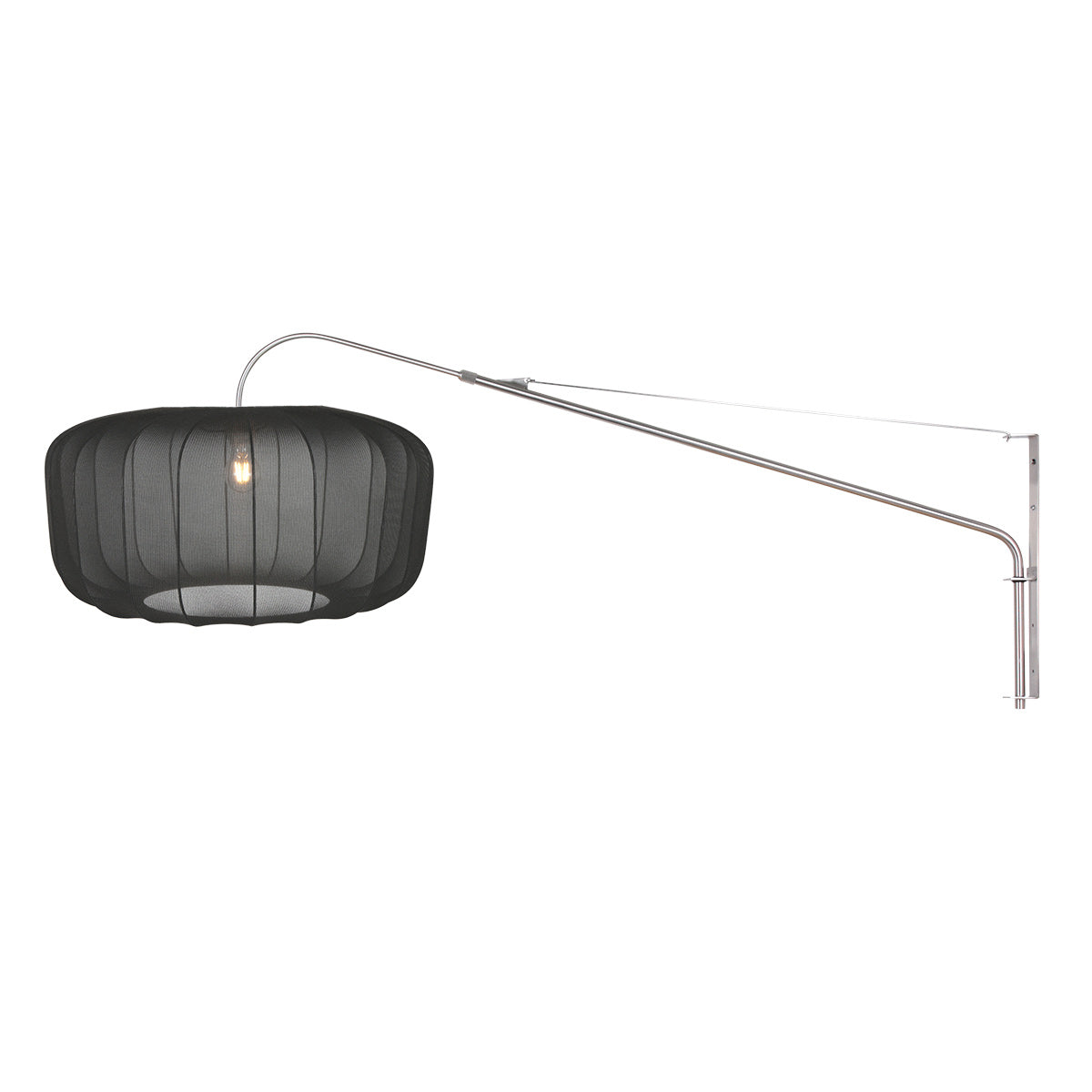 Wandlamp Vela Lino 4447ST staal met zwarte textiel kap Ø60 cm