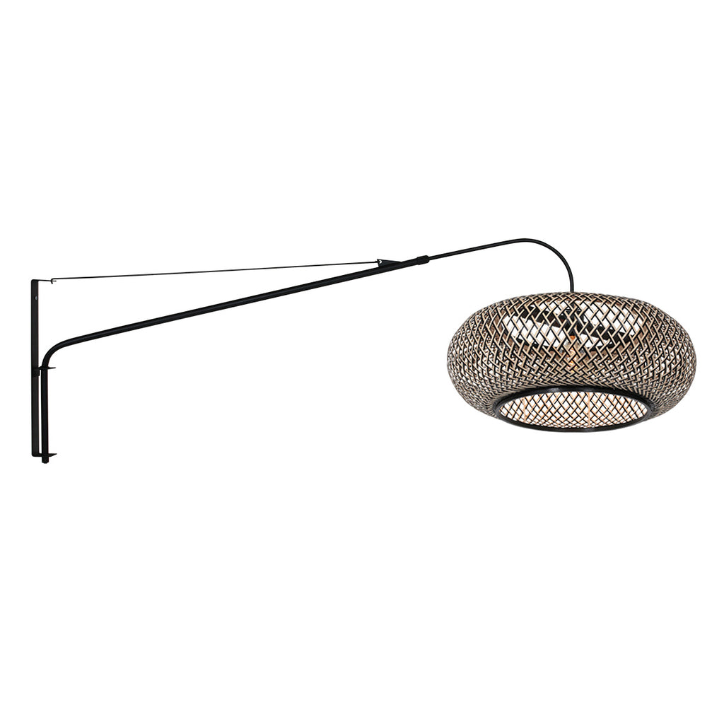 Wandlamp Maze Natural 4449ZW zwart met bamboe kap Ø60 cm