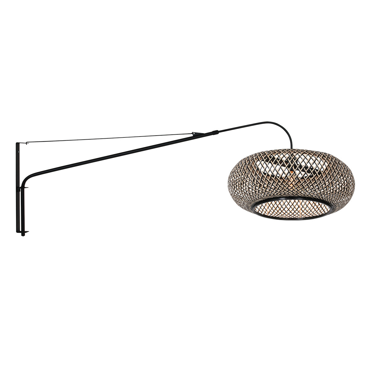 Wandlamp Maze Natural 4449ZW zwart met bamboe kap Ø60 cm