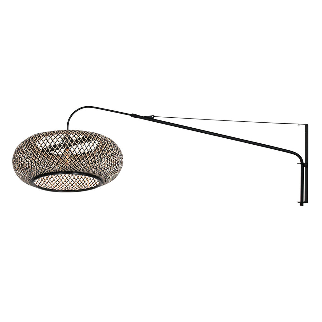 Wandlamp Maze Natural 4449ZW zwart met bamboe kap Ø60 cm