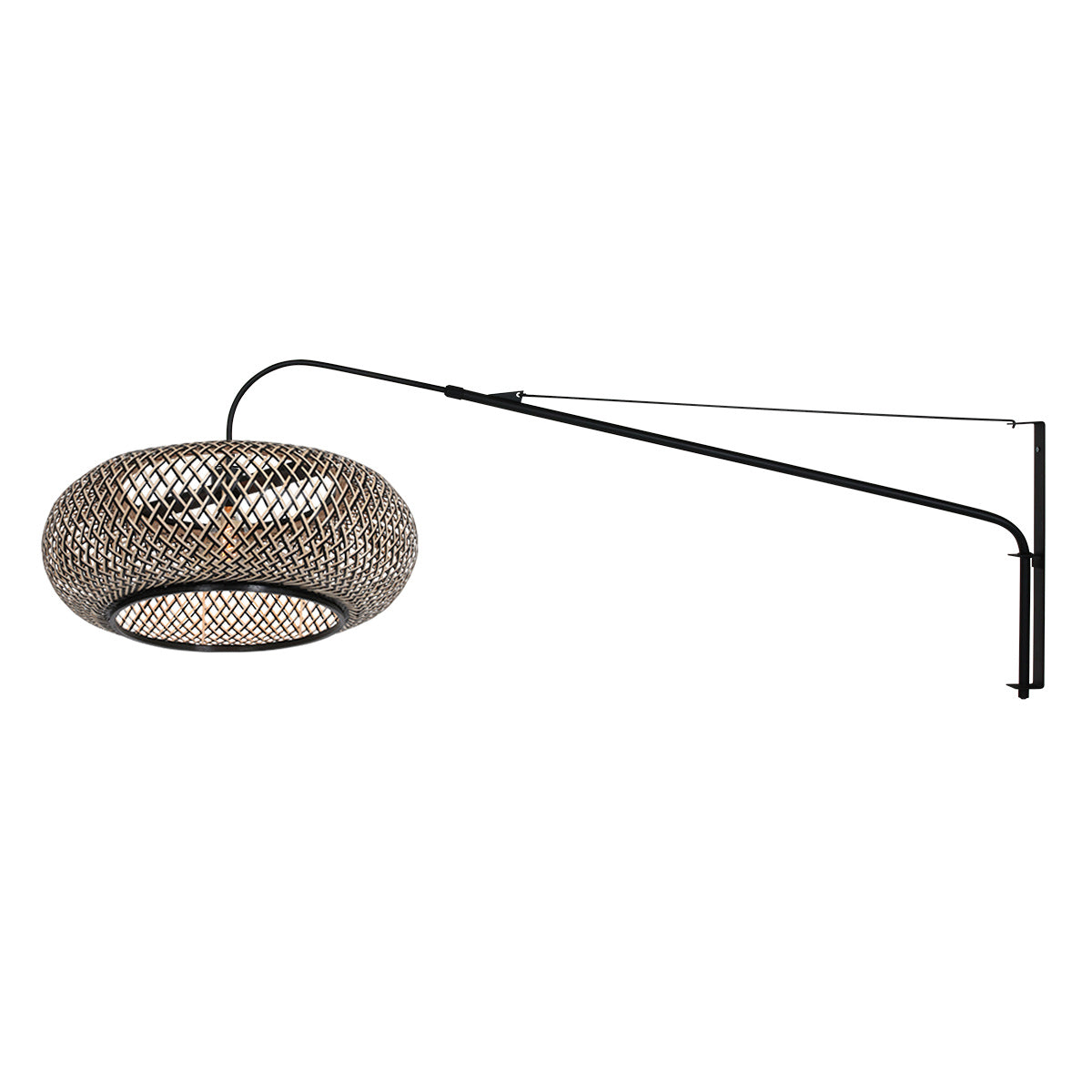 Wandlamp Maze Natural 4449ZW zwart met bamboe kap Ø60 cm