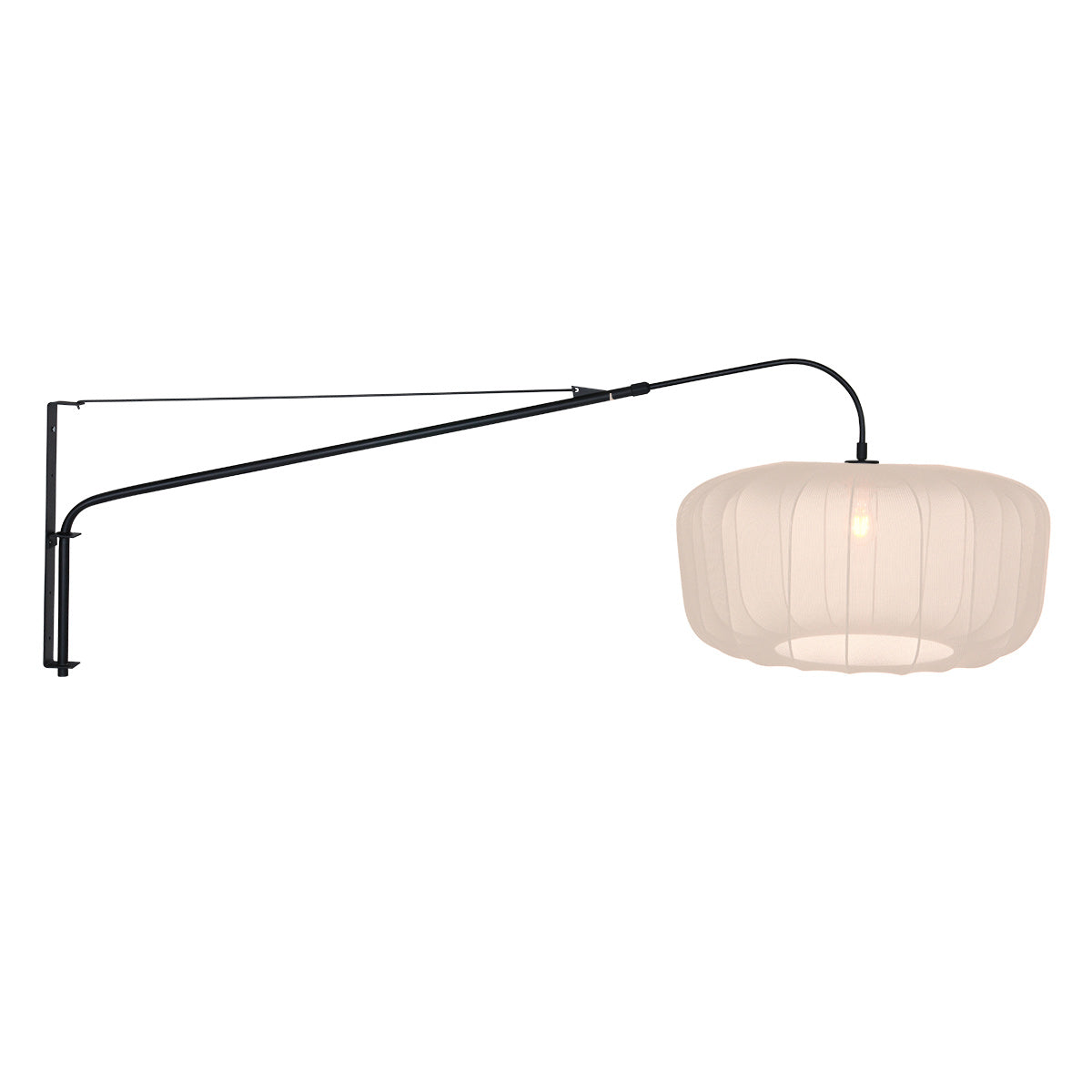 Wandlamp Vela Lino 4454ZW zwart met beige-crème textiel kap