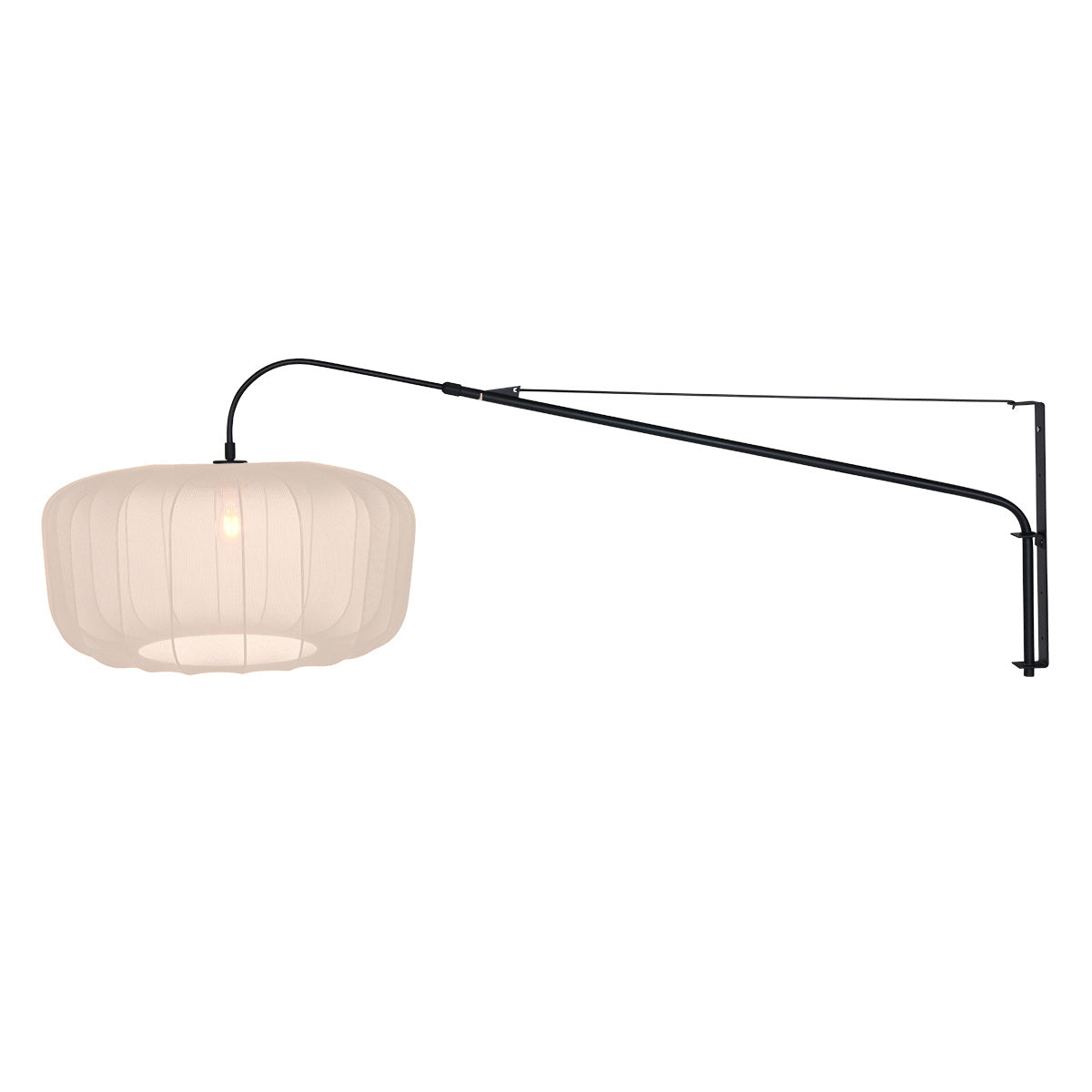 Wandlamp Vela Lino 4454ZW zwart met beige-crème textiel kap