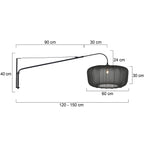 Wandlamp Vela Lino 4455ZW zwart met zwarte textiel kap Ø60 cm