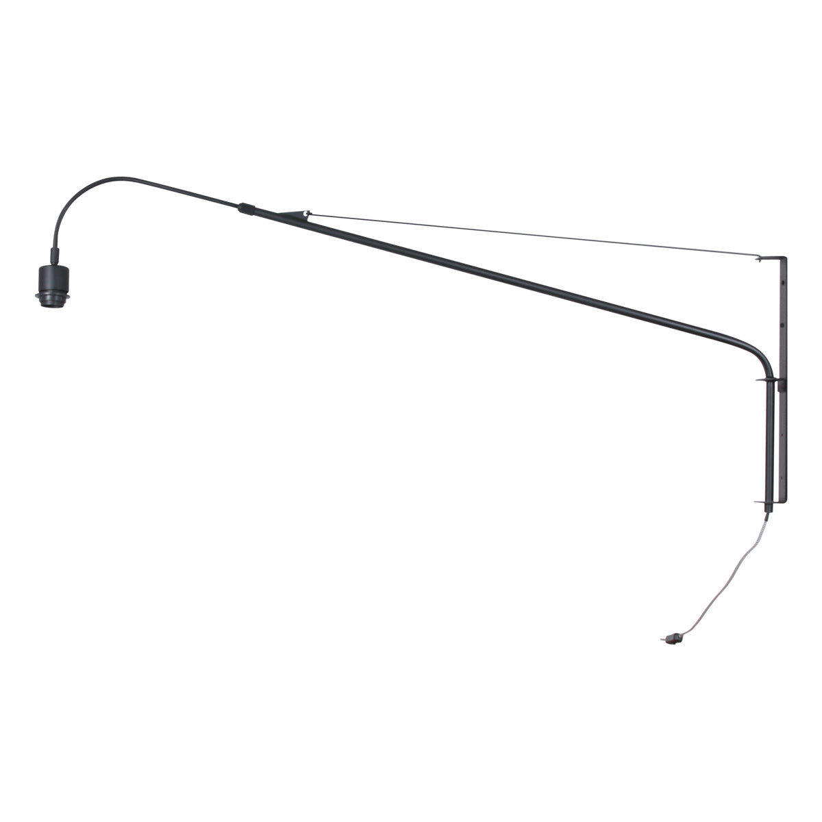 Wandlamp Vela Lino 4455ZW zwart met zwarte textiel kap Ø60 cm
