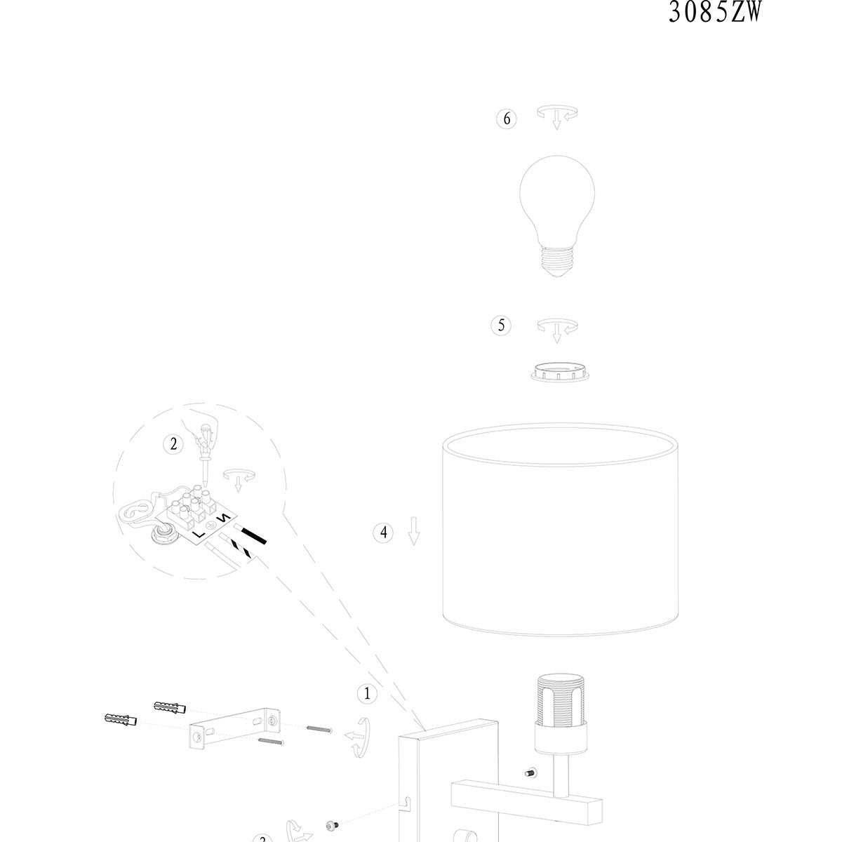 Nox Light 4459ZW – wandlamp met bamboe kap