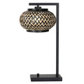 Nox Light 4461ZW – tafellamp met bamboe kap en zwart frame