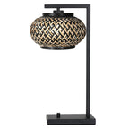 Nox Light 4461ZW – tafellamp met bamboe kap en zwart frame