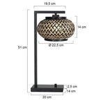 Nox Light 4461ZW – tafellamp met bamboe kap en zwart frame