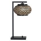 Nox Light 4461ZW – tafellamp met bamboe kap en zwart frame