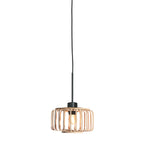 Hanglamp Breeza-Beach 4475ZW zwart met bamboe kap Ø20 cm