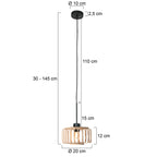 Hanglamp Breeza-Beach 4475ZW zwart met bamboe kap Ø20 cm