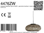Nox Light 4476ZW – gevlochten bamboe in zwart en naturel Ø50