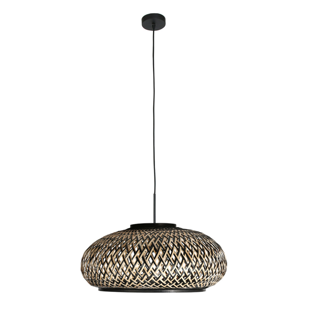 Nox Light 4476ZW – gevlochten bamboe in zwart en naturel Ø50