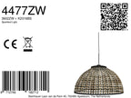 Nox Light 4477ZW – hanglamp met halfronde bamboe kap 60 cm
