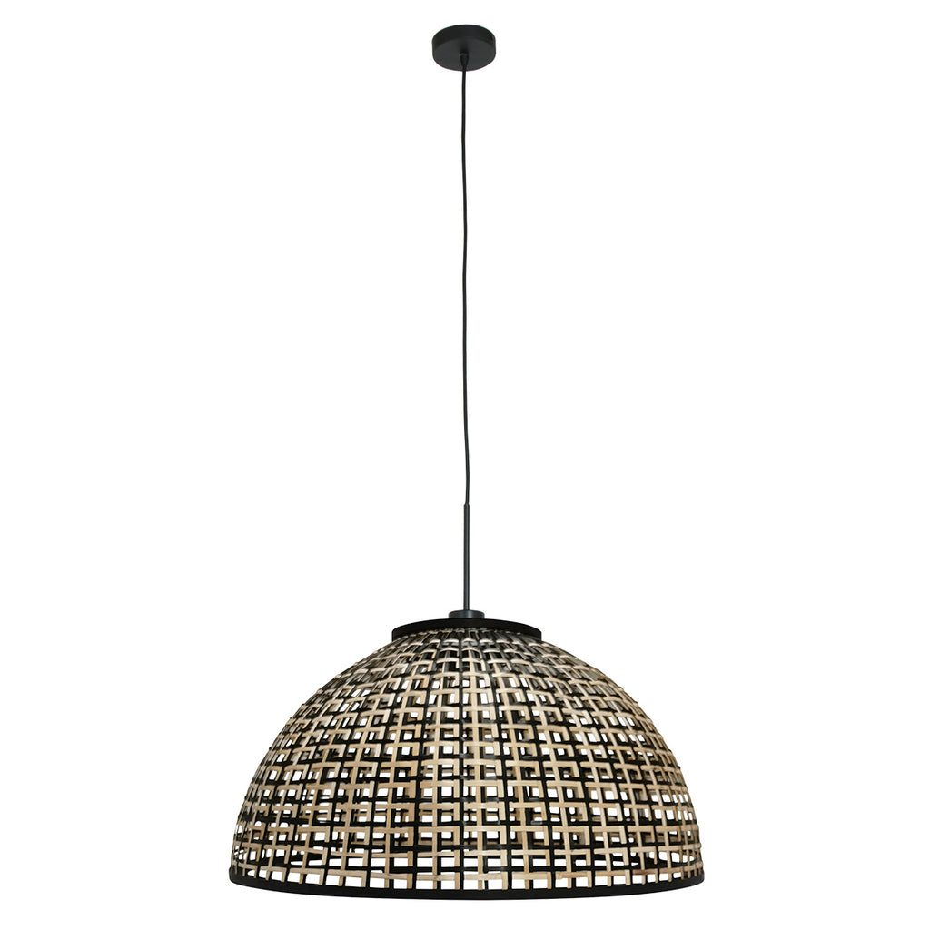 Nox Light 4477ZW – hanglamp met halfronde bamboe kap 60 cm