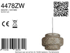 Nox Light 4478ZW – hanglamp met grote bamboe kap 53 cm