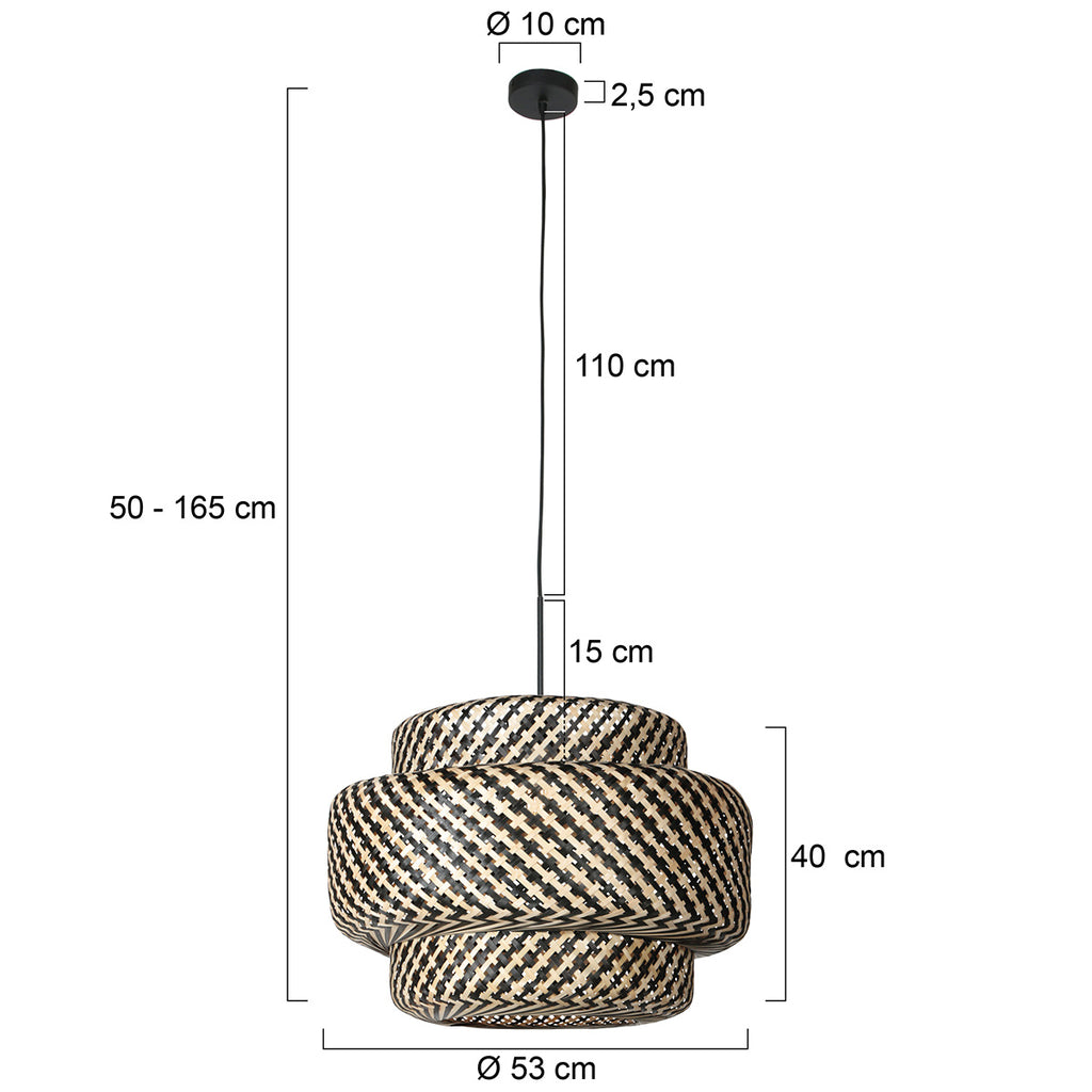 Nox Light 4478ZW – hanglamp met grote bamboe kap 53 cm