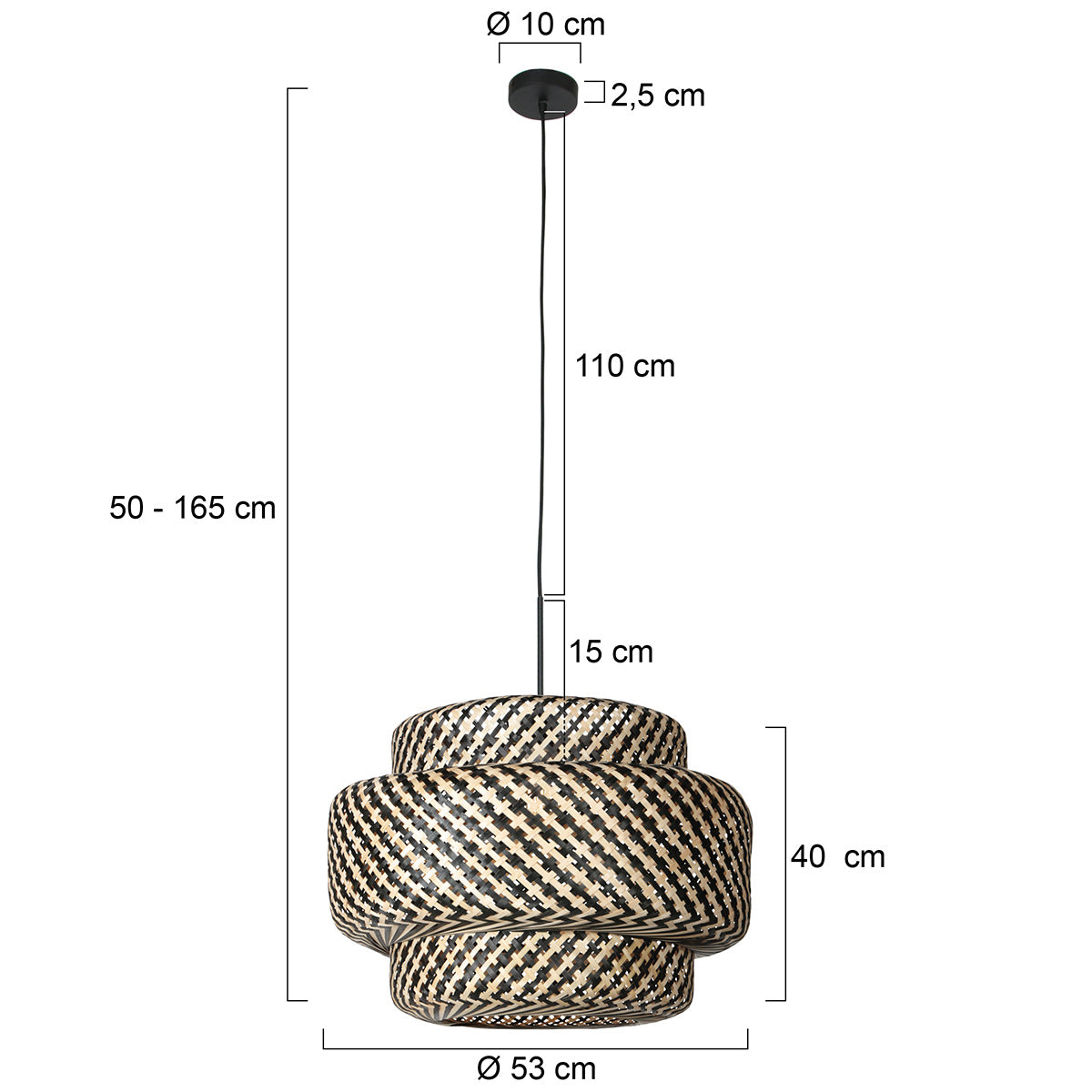 Nox Light 4478ZW – hanglamp met grote bamboe kap 53 cm