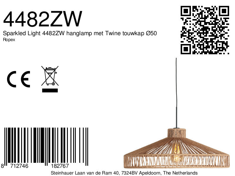 Hanglamp Ropex 4482ZW – touwdesign sfeervol en natuurlijk