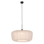 Hanglamp Vela Lino 4485ZW zwart met beige-crème textiel kap