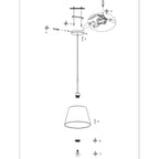 Hanglamp Vela Lino 4485ZW zwart met beige-crème textiel kap