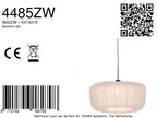 Hanglamp Vela Lino 4485ZW zwart met beige-crème textiel kap