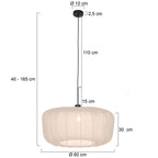 Hanglamp Vela Lino 4485ZW zwart met beige-crème textiel kap