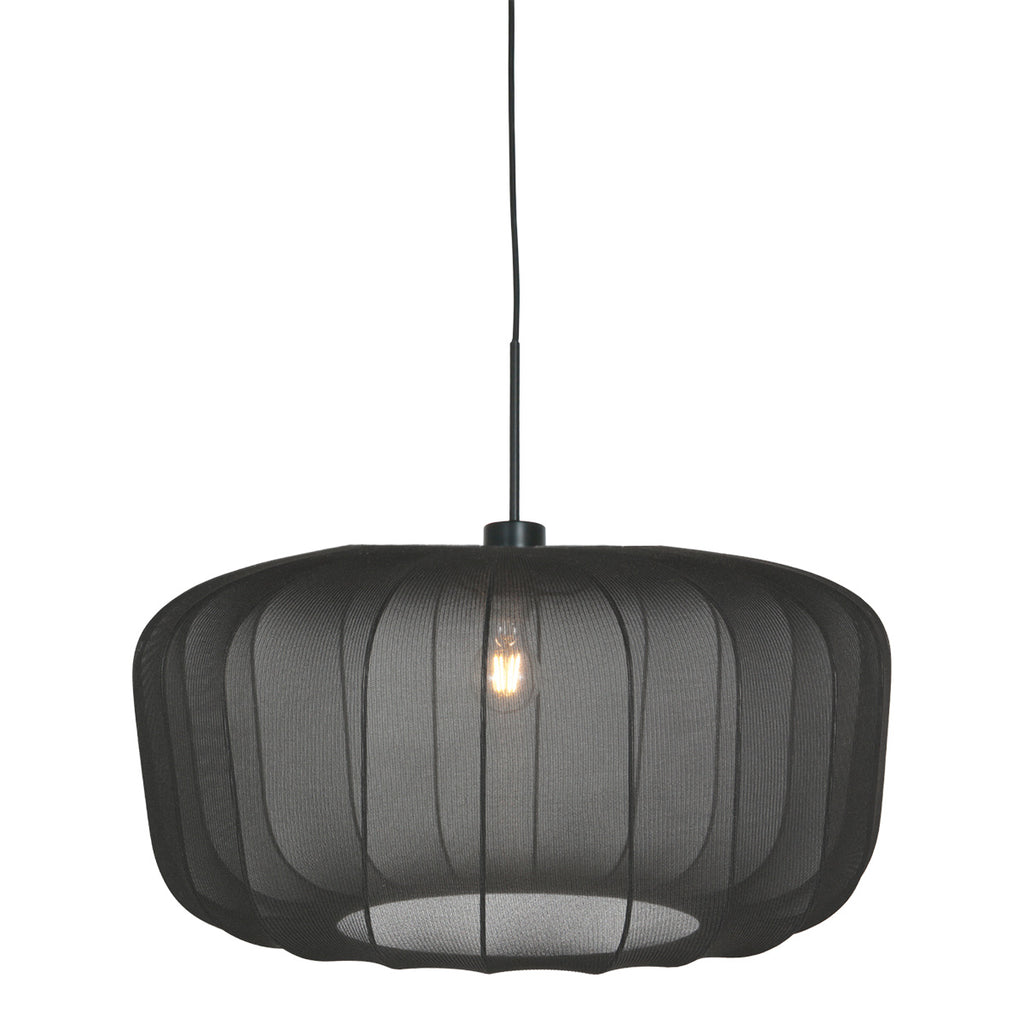 Hanglamp Vela Lino 4486ZW zwart met zwarte textiel kap Ø60 cm