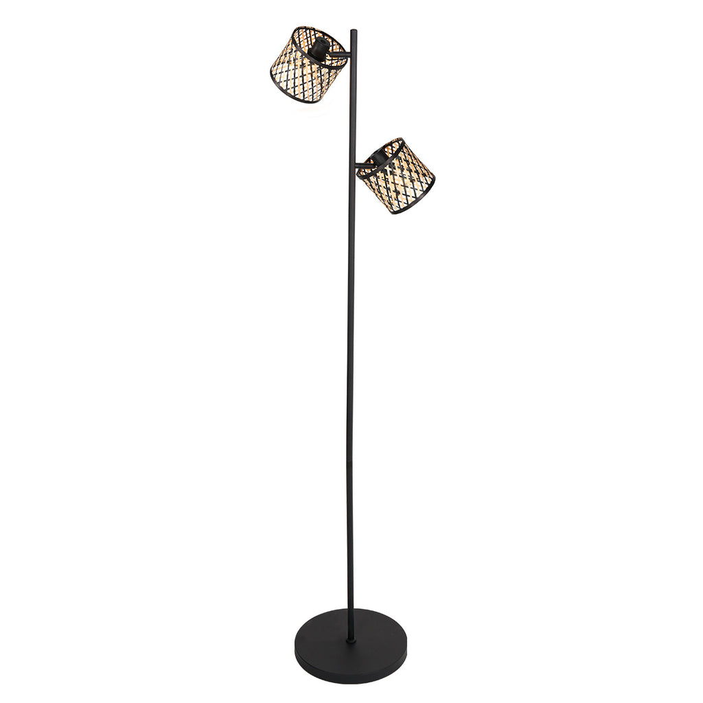 Vloerlamp Sumba 4492ZW – zwart met dubbel bamboe design