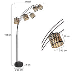 Vloerlamp Sumba 4493ZW – flexibel 5-lichts bamboe design