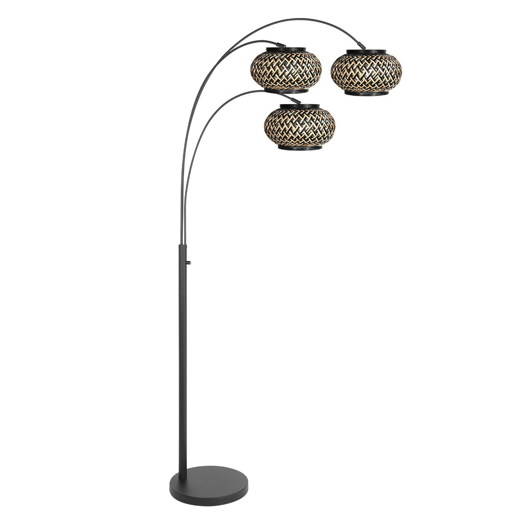 Nox Light 4494ZW – vloerlamp met 3 bamboe kapjes