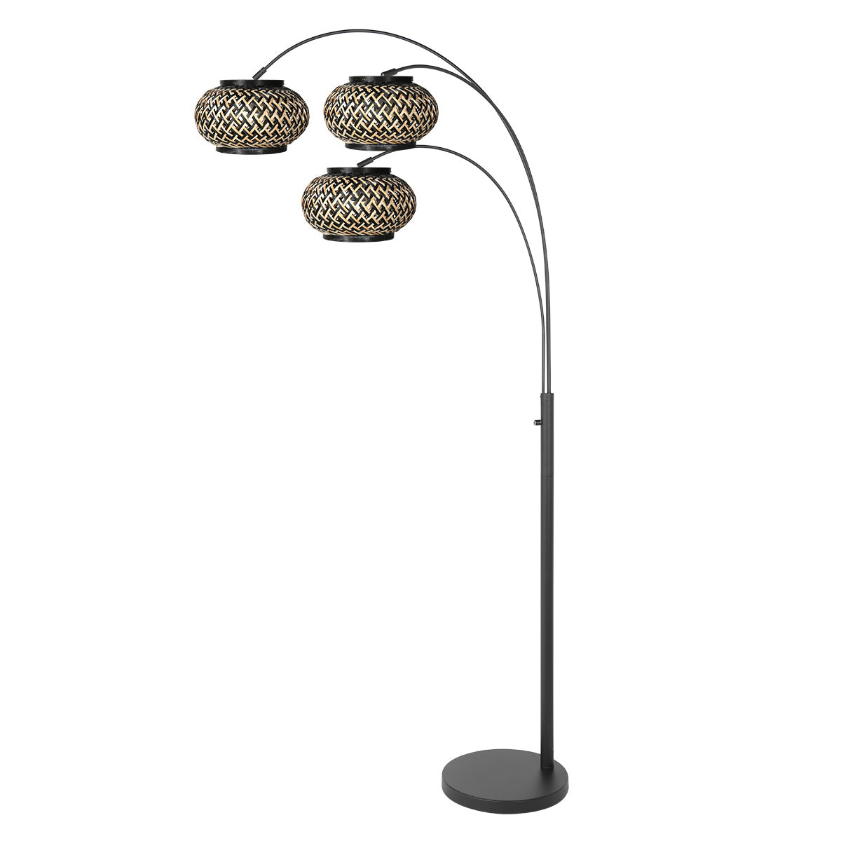Nox Light 4494ZW – vloerlamp met 3 bamboe kapjes