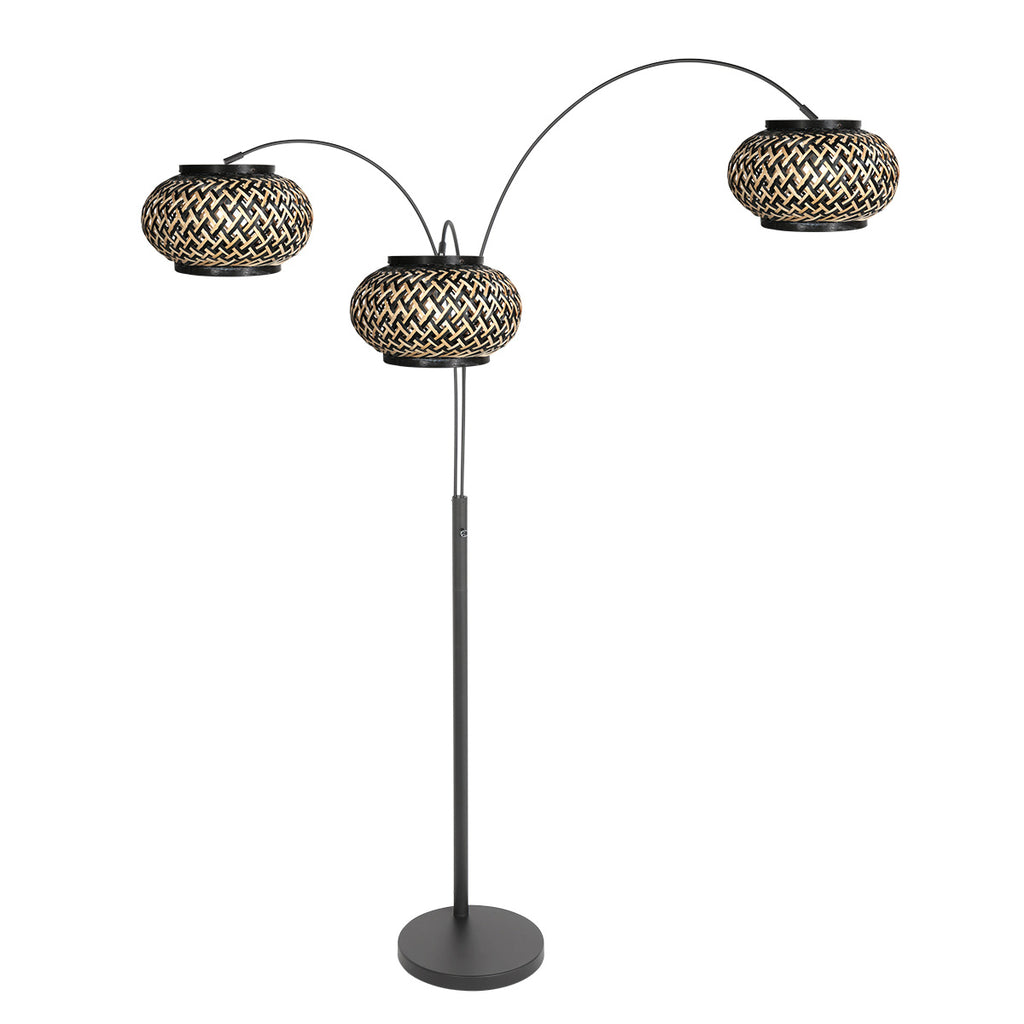 Nox Light 4494ZW – vloerlamp met 3 bamboe kapjes