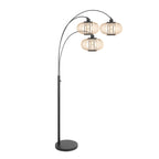 3-lichts vloerlamp Sparkled Light 4495ZW met open crème bamboe kappen