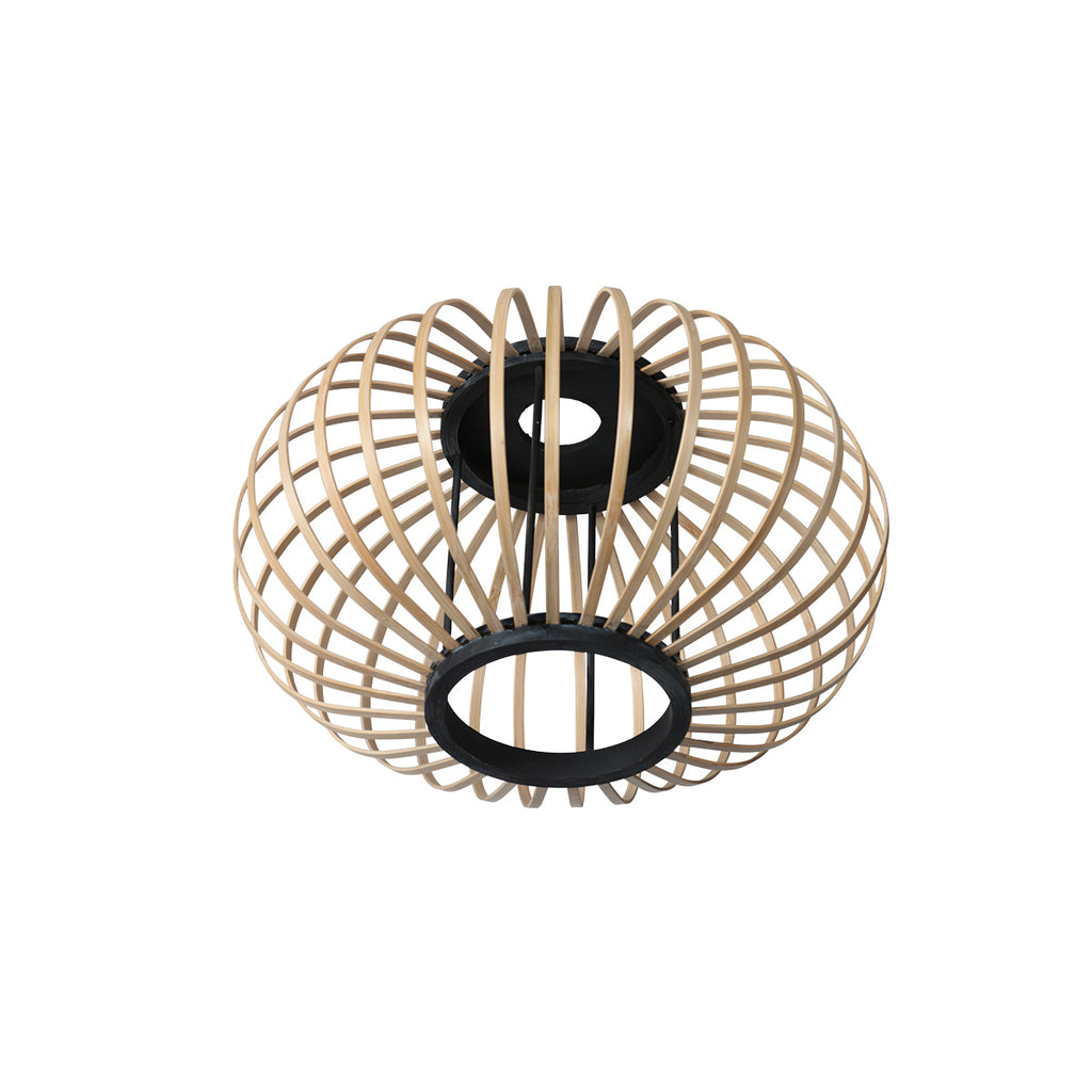 3-lichts vloerlamp Sparkled Light 4495ZW met open crème bamboe kappen